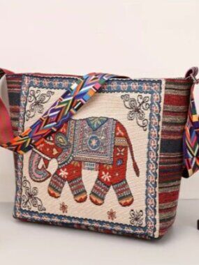 Red Elephant Detailed Shoulder Bag Portable Multifunctional Crossbody Bag
